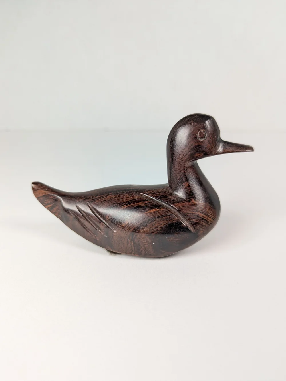 Vintage Set of 3 Carved Wooden Ducks Dark Hardwood Chinese 9